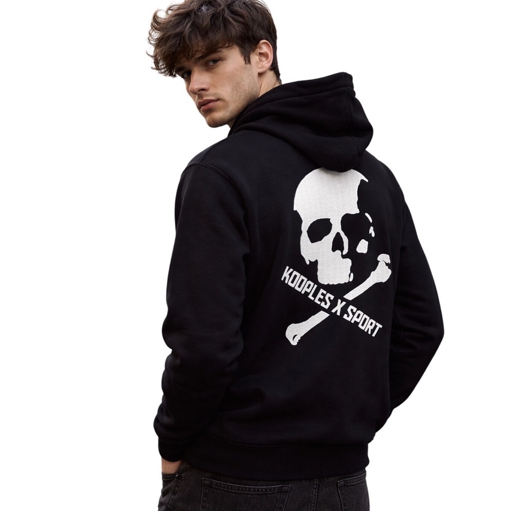 The Kooples x Sport Mens Black Skull Graphic Hoodie HSWE22013S Small NWT $230